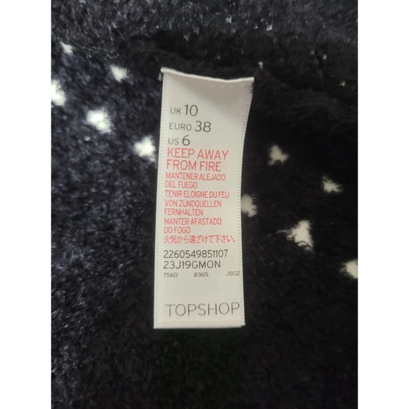 Topshop Geometric Print Thick Knit Dress Size 6 Black White Knee Length Flare - Picture 9 of 10